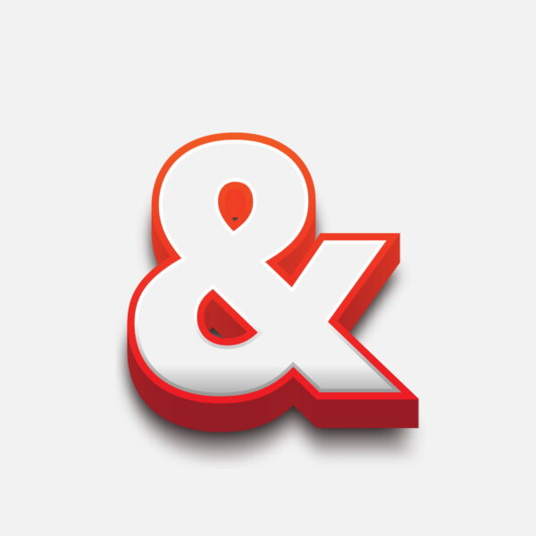 3D Ampersand Symbol With Red Border