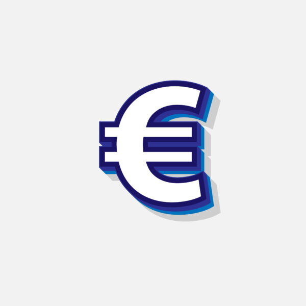 3D Euro Symbol With Blue Border