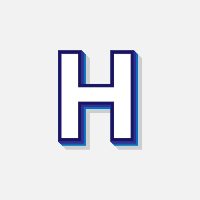 3D H Letter With Blue Border – Typostock
