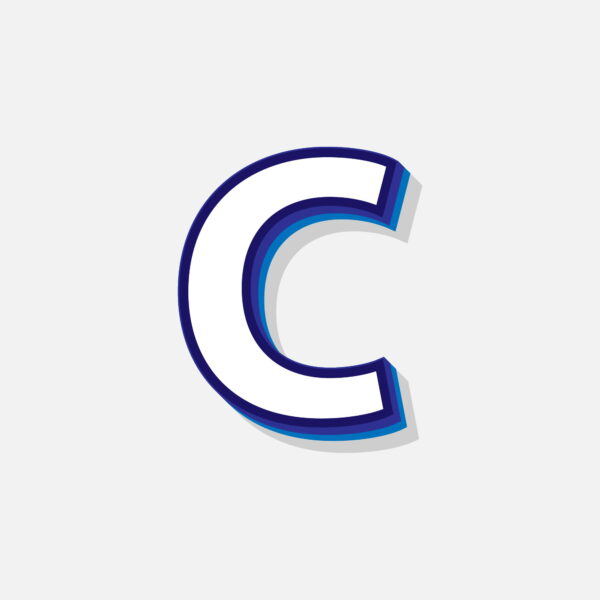 3D Letter C With Blue Border