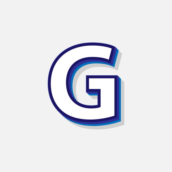 3D Letter G With Blue Border
