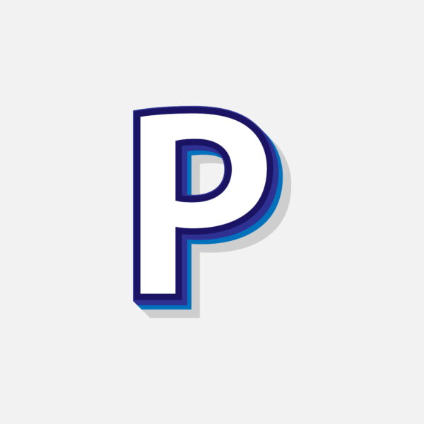 3D Letter P With Blue Border