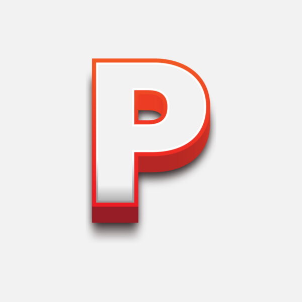 3D Letter P With Red Border