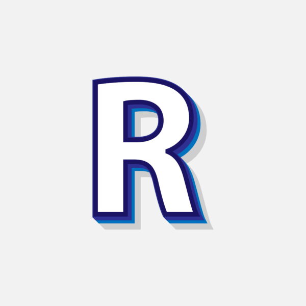 3D Letter R With Blue Border
