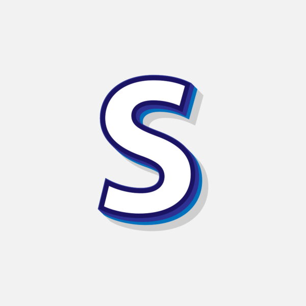 3D Letter S With Blue Border