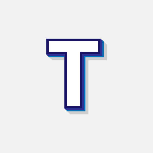 3D Letter T With Blue Border