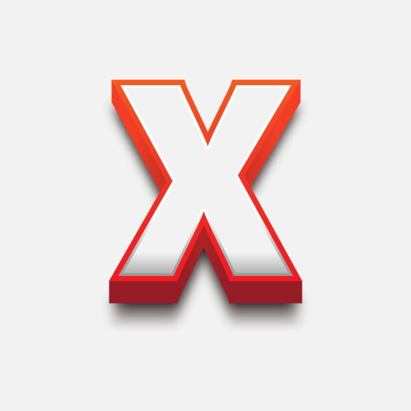 3D Letter X With Red Border
