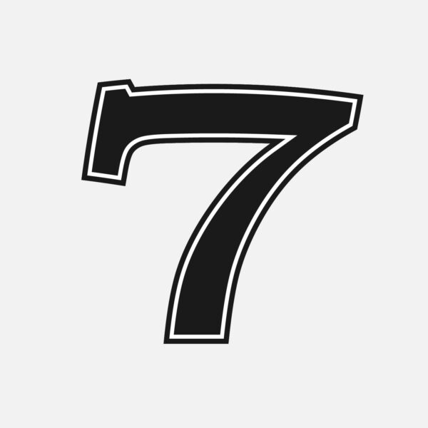 Number Seven With Black Outline