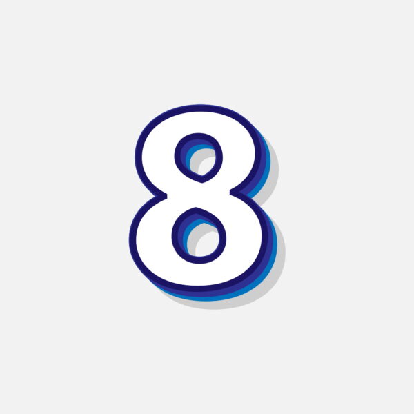 3D Number Eight With Blue Border