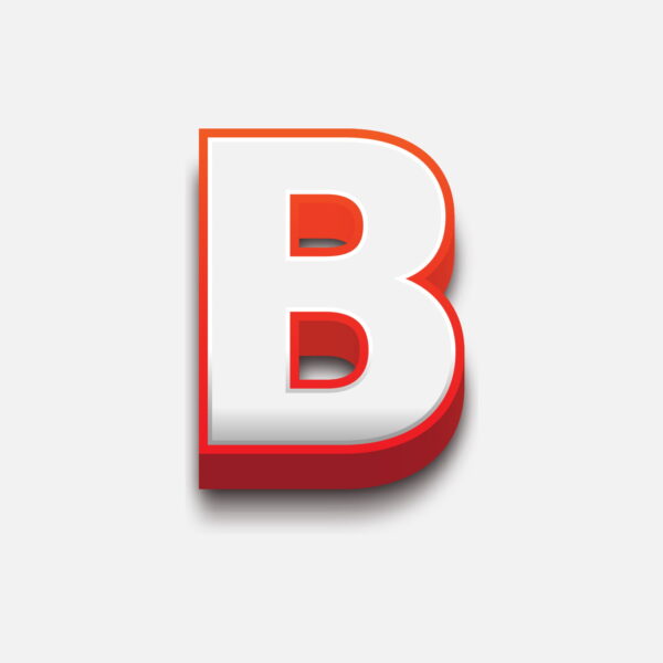 3D Letter B With Red Border