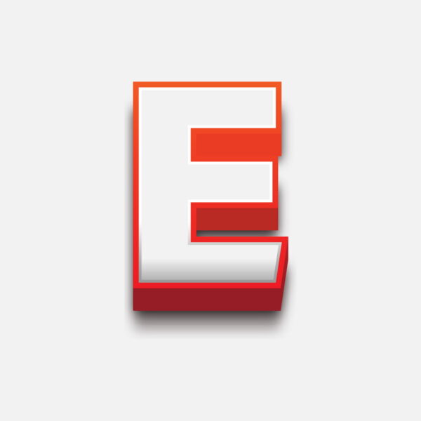 3D Letter E With Red Border