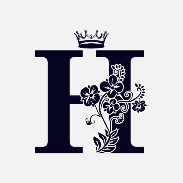 Floral Letter H With Crown