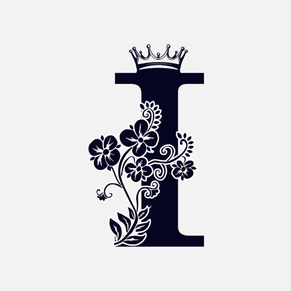 Floral Letter I With Crown