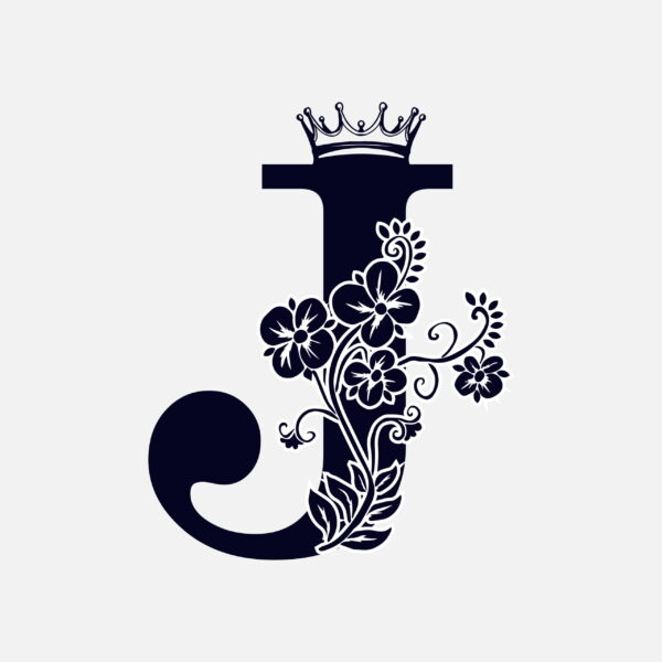 Floral Letter J With Crown