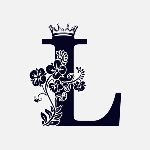 Floral Letter L With Crown