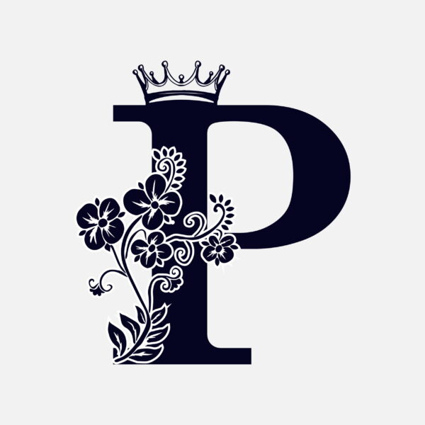 Floral Letter P With Crown