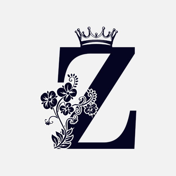 Floral Letter Z With Crown