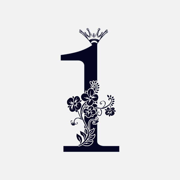 Floral Number One With Crown