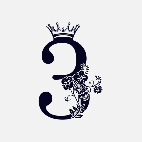 Floral Number Three With Crown