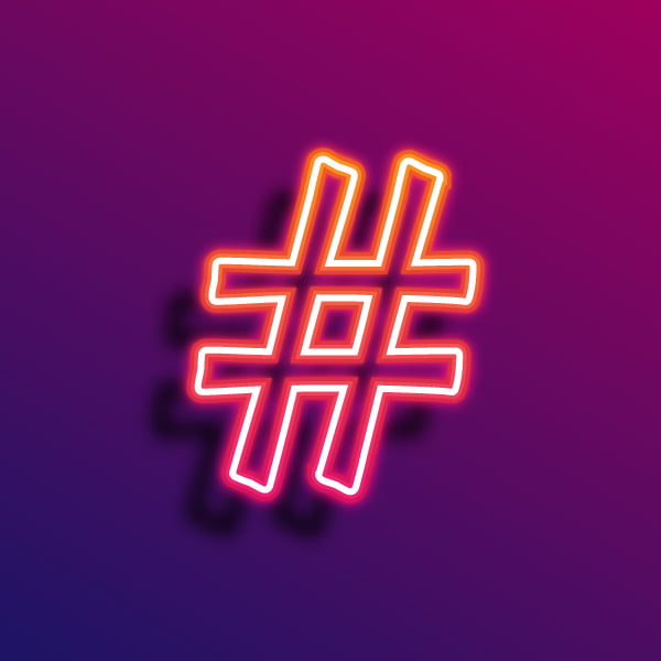 Hashtag Symbol Neon Light