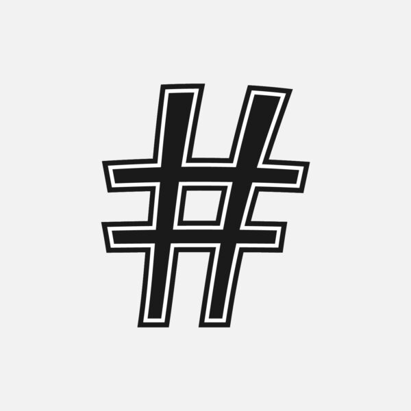 Hashtag Symbol With Black Outline