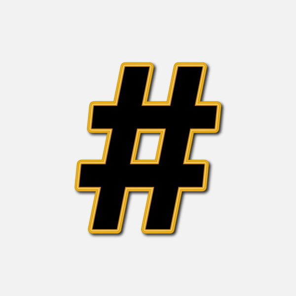 Hashtag Symbol With Golden Border
