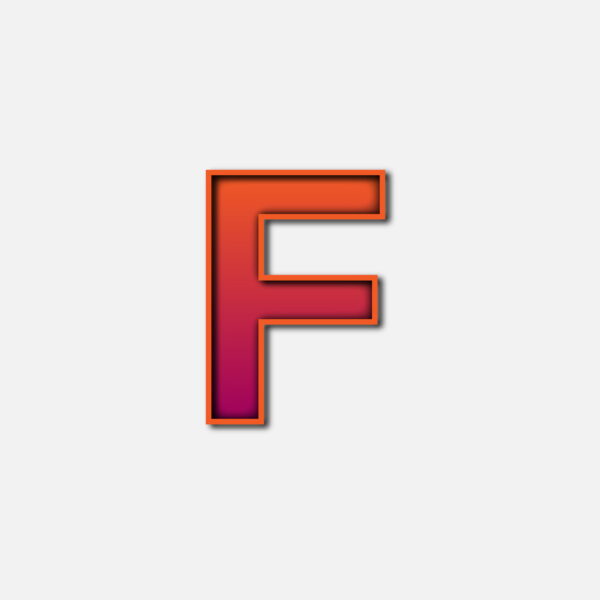 Letter F With Orange Color Frame