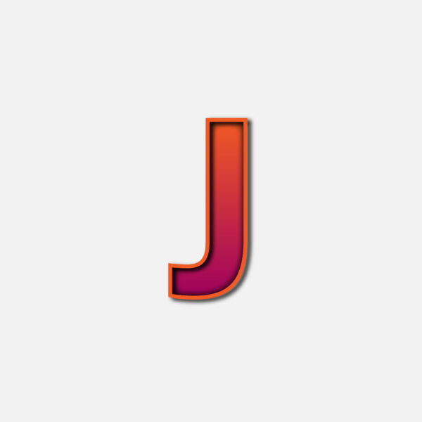 Letter J With Orange Color Frame