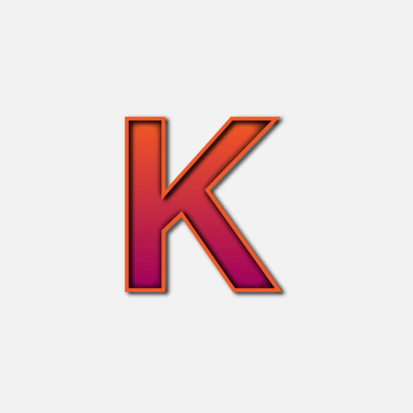 Letter K With Orange Color Frame