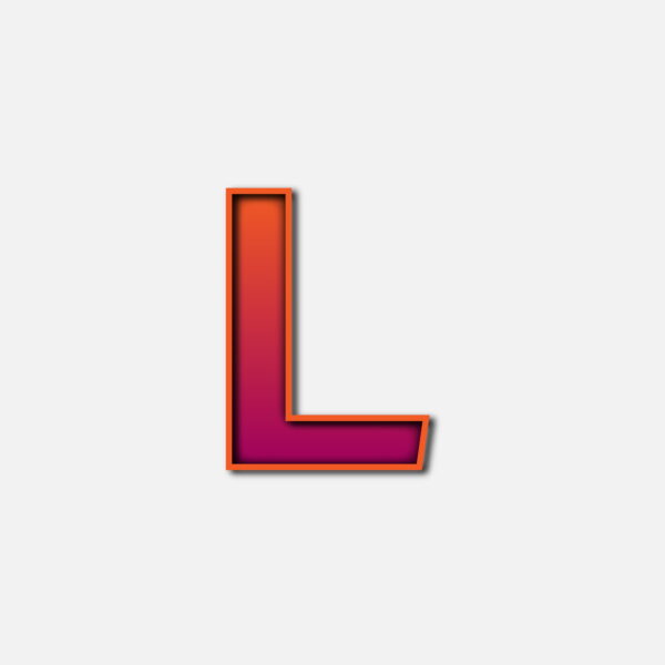 Letter L With Orange Color Frame
