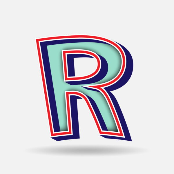 Letter R With Embedded Frame