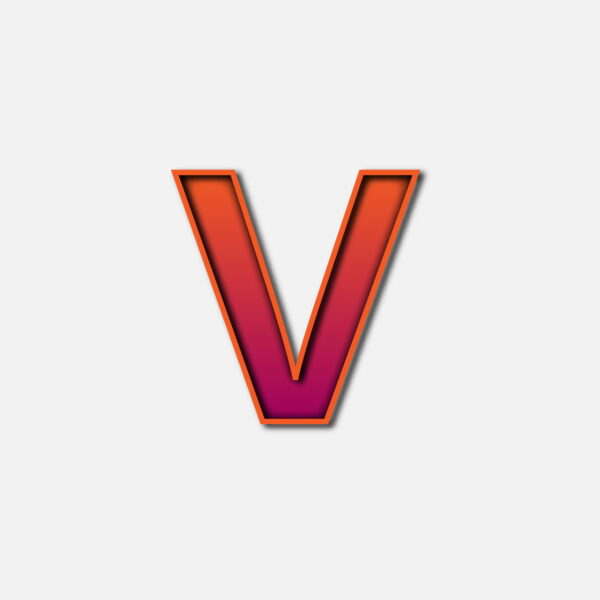 Letter V With Orange Color Frame