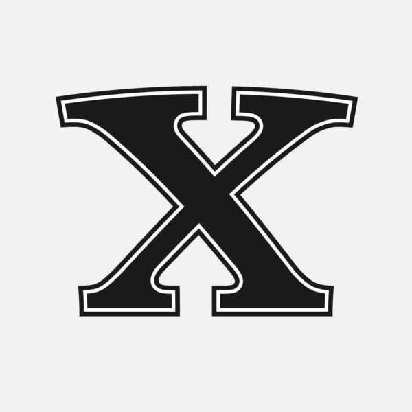 Letter X With Black Outline