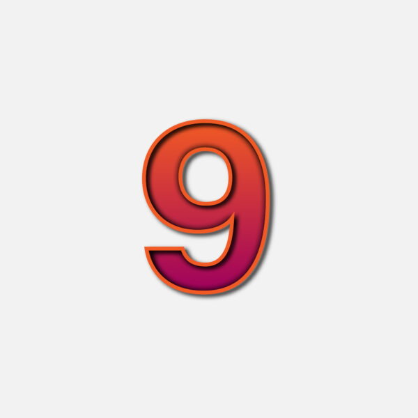 Number Nine With Orange Color Frame