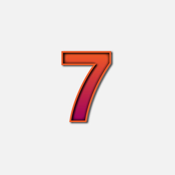 Number Seven With Orange Color Frame