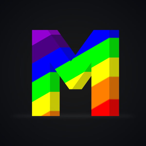 3D Letter M Rainbow Effect
