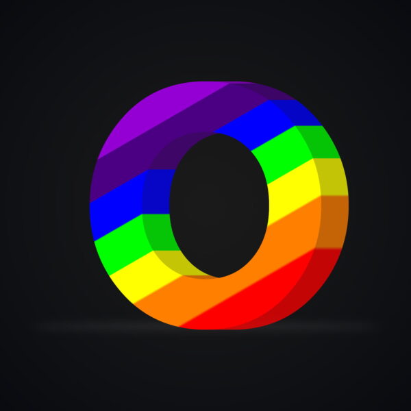 3D Letter O Rainbow Effect