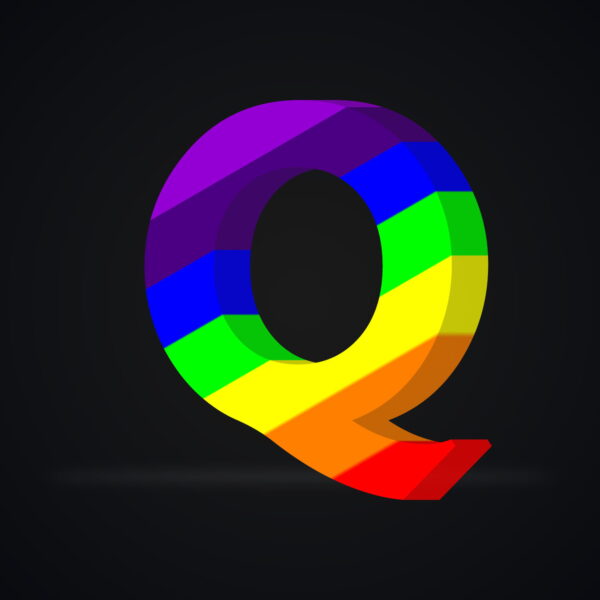 3D Letter Q Rainbow Effect
