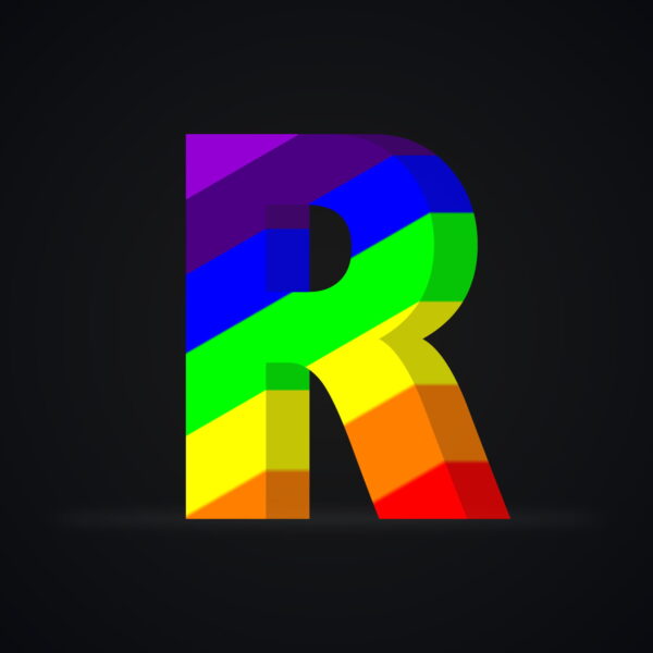 3D Letter R Rainbow Effect