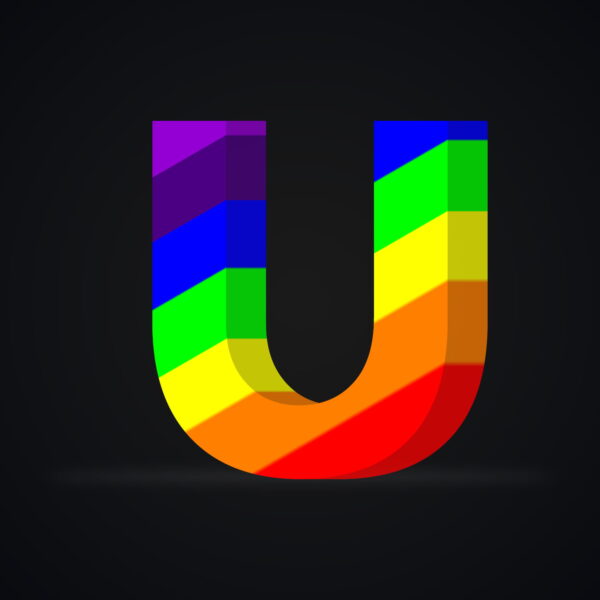 3D Letter U Rainbow Effect