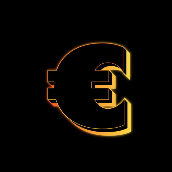 Euro Symbol Neon Glow Effect