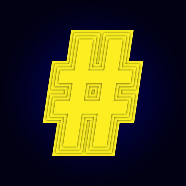 Hashtag Symbol Yellow layer Design