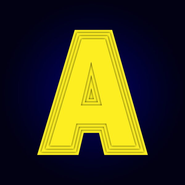 Letter A Yellow layer Design