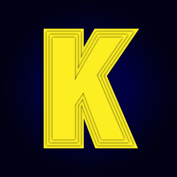 Letter K Yellow Layer Design