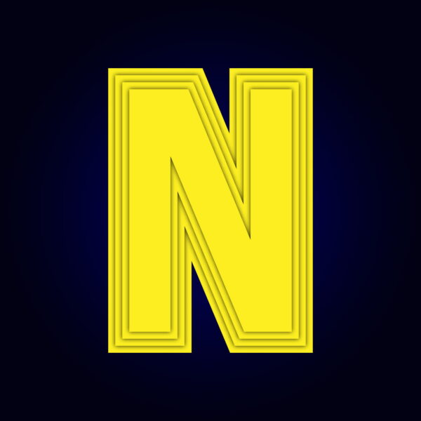Letter N Yellow Layer Design