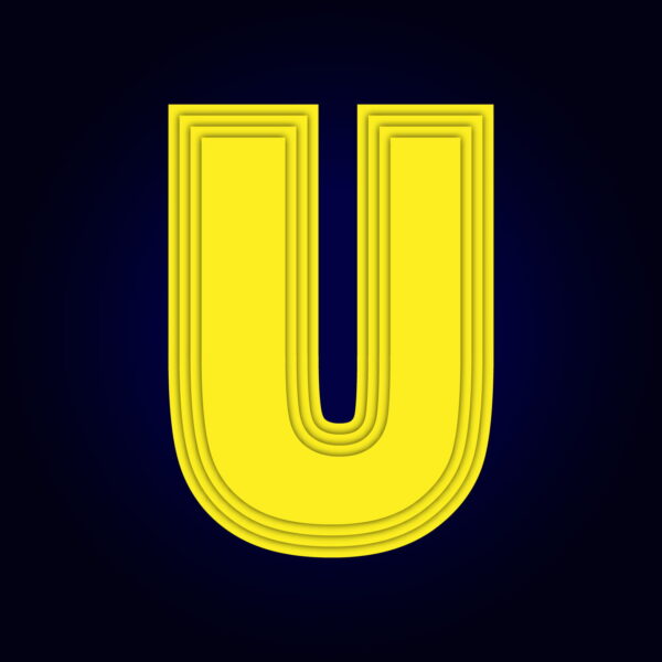 Letter U Yellow layer Design