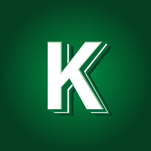 3D Letter K Green Color Design