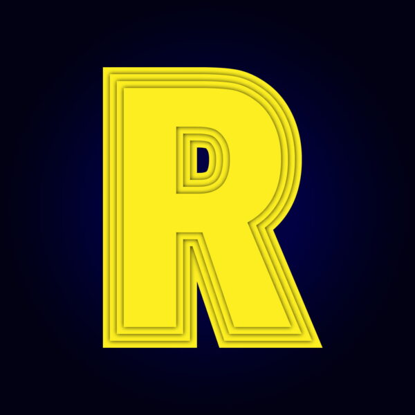Letter R Yellow Layer Design