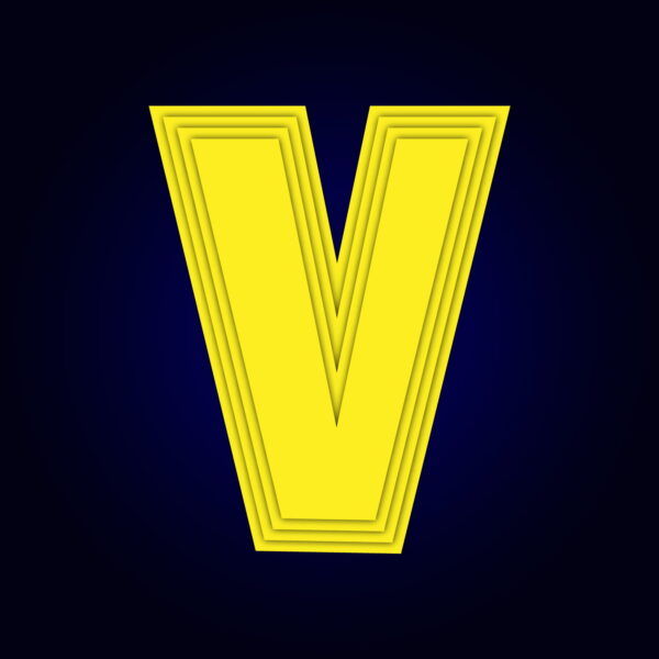 Letter V Yellow Layer Design