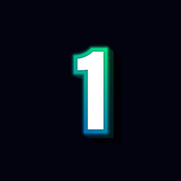 Number One Neon Glowing Design